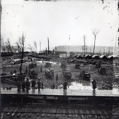 1864年11月、テネシー州ジョンソンビルでの南軍のバッテリー 作： American Photographer